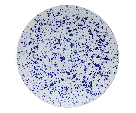 Prato Raso Artesanal Constelação - Branco e Azul Cobalto