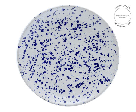 Prato para Sobremesa Artesanal Constelação - Branco e Azul Cobalto | WestwingNow