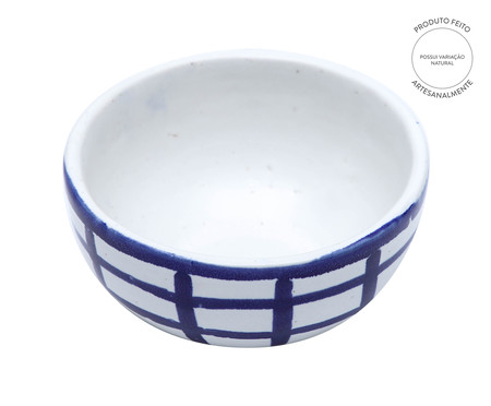 Bowl Artesanal Grid - Branco e Azul Cobalto | WestwingNow