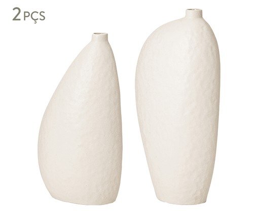 Jogo de Vasos em Cerâmica Maria - Branco, Branco | WestwingNow