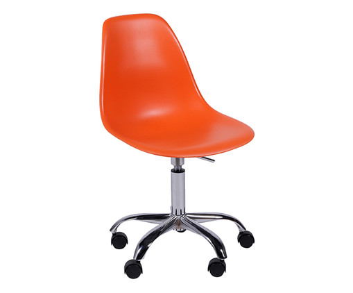 Cadeira com Rodízios Eames - Laranja, Branco, Prata / Metálico, Colorido | WestwingNow