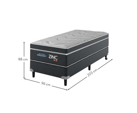 Colchão + Box Active Protect Zinc - Cinza Escuro | WestwingNow