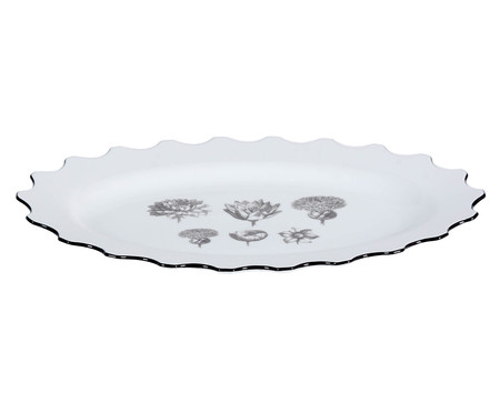 Travessa Oval em Porcelana Herbariae - Branco e Preto | WestwingNow