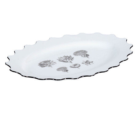 Travessa Oval em Porcelana Herbariae - Branco e Preto | WestwingNow