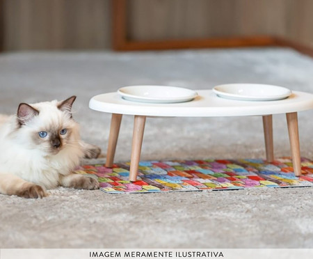 Jogo de Comedouro em Porcelana e Tapetinho Happy Cats I - Colorido | WestwingNow