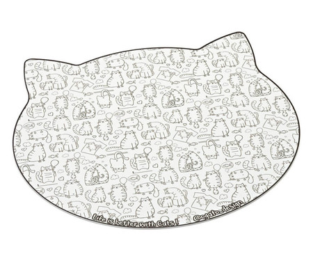 Jogo de Comedouro em Porcelana e Tapetinho Cats - Preto e Branco | WestwingNow