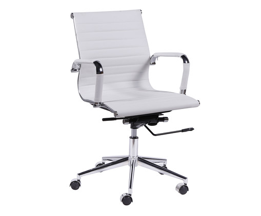 Cadeira de Escritório com Rodízios Glove Baixa - Branca, Branco, Prata / Metálico, Colorido | WestwingNow