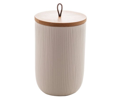 Potiche com Pegador em Cerâmica Lines - Off White, Branco | WestwingNow
