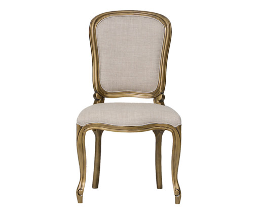 Cadeira de Madeira Luiz Felipe - Cinza e Dourada, Branco, Colorido | WestwingNow