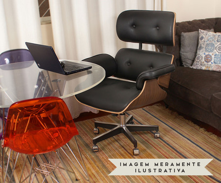 Poltrona em Couro Legítimo com Rodas Charles Eames - Preta | Westwing