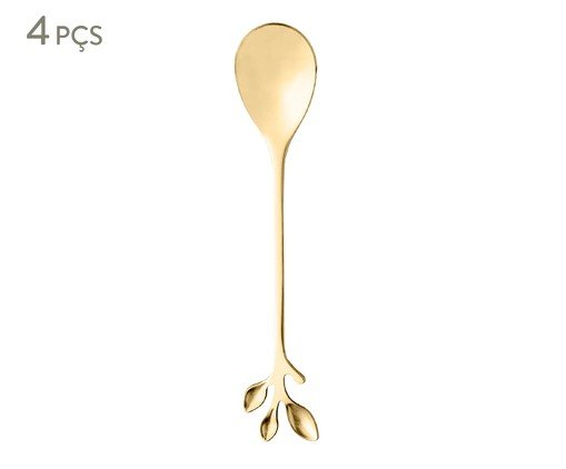 Jogo de Colheres de Chá em Inox Leaves Bon Gourmet, dourado | WestwingNow