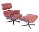 Poltrona e Pufe em Couro Charles Eames - Caramelo e Imbuia, madeira | WestwingNow