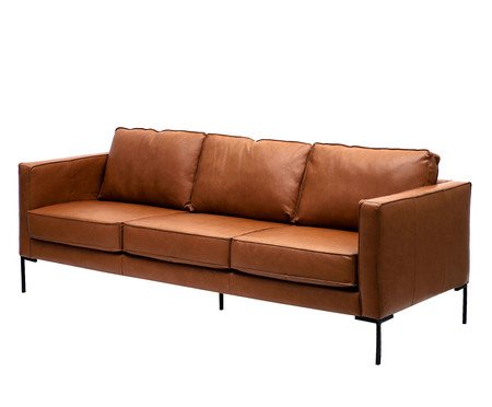 Sofá 3 lugares em Couro Ettore Caramelo | Westwing