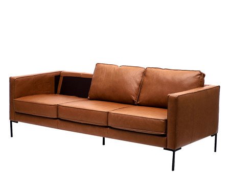 Sofá 3 lugares em Couro Ettore Caramelo | Westwing
