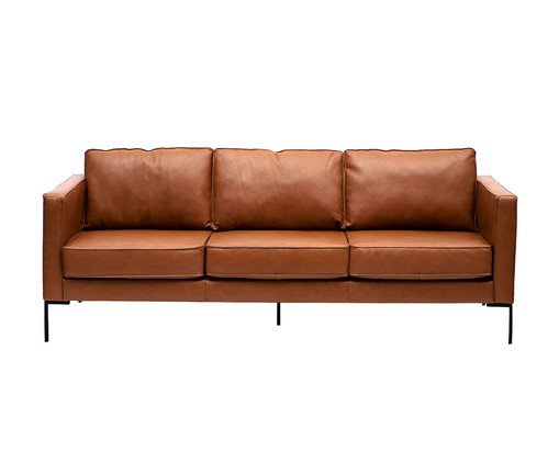 Sofá 3 lugares em Couro Ettore Caramelo, Colorido | WestwingNow