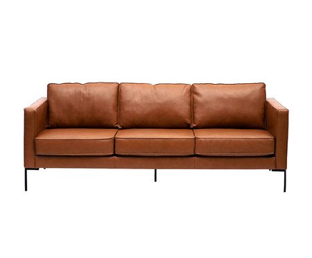 Sofá 3 lugares em Couro Ettore Caramelo | Westwing