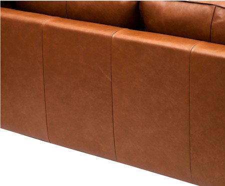 Sofá 3 lugares em Couro Ettore Caramelo | Westwing