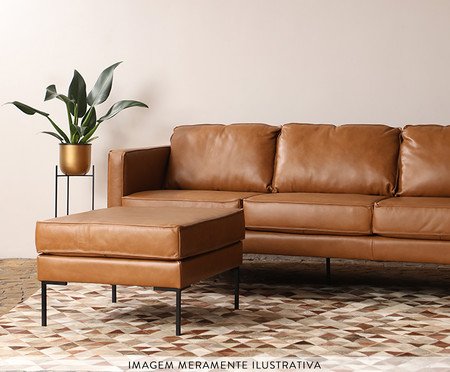 Sofá 3 lugares em Couro Ettore Caramelo | Westwing