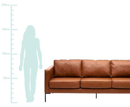 Sofá 3 lugares em Couro Ettore Caramelo | Westwing