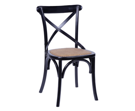 Cadeira de Madeira Wood Cross - Preto | WestwingNow