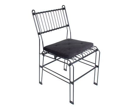 Cadeira em Veludo Niva - Preto Fosco e Preto | WestwingNow
