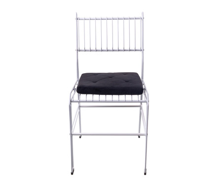 Cadeira em Veludo Niva - Branco Fosco e Preto | WestwingNow