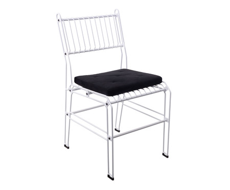 Cadeira em Veludo Niva - Branco Fosco e Preto | WestwingNow