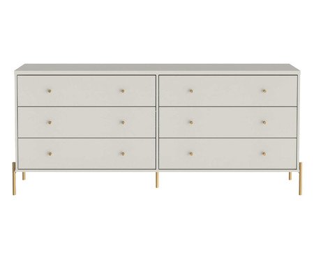 Cômoda Jasper - Off-White Fosco e Dourado