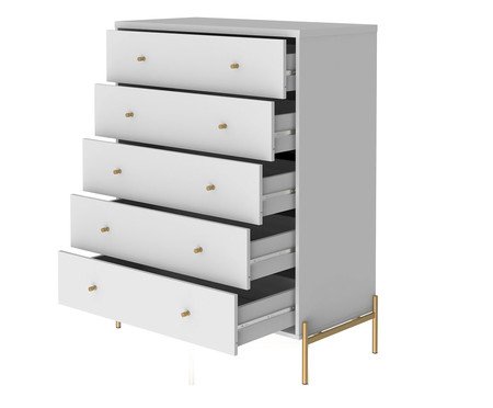 Cômoda com Gaveta Jasper - Branco Gloss e Dourado | WestwingNow