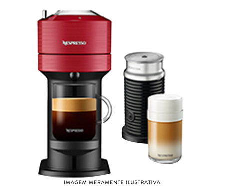 Jogo de Cafeteira e Aeroccino Nespresso Vertuo Next - Vermelho