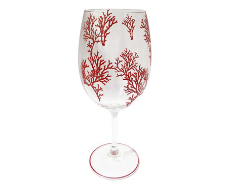 Taça para Vinho Tinto em Cristal para Vinho Tinto - Coral e Vermelho