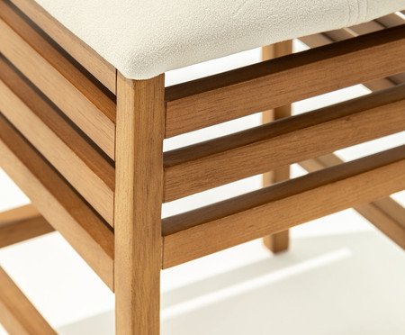Banquinho em Veludo Luna Amêndoa e Off-White | Westwing