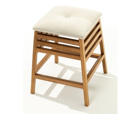 Banquinho em Veludo Luna Amêndoa e Off-White | Westwing