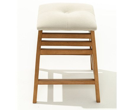 Banquinho em Veludo Luna Amêndoa e Off-White | Westwing