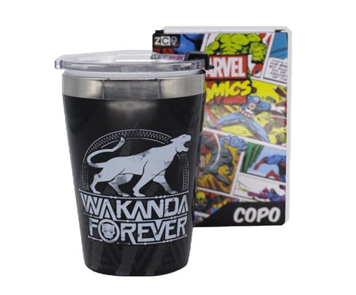 Copo de viagem Marvel Wakanda Forever - 300ml, PRETO | WestwingNow