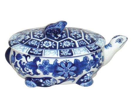 Pote em Porcelana Tortuga - Azul e Branco