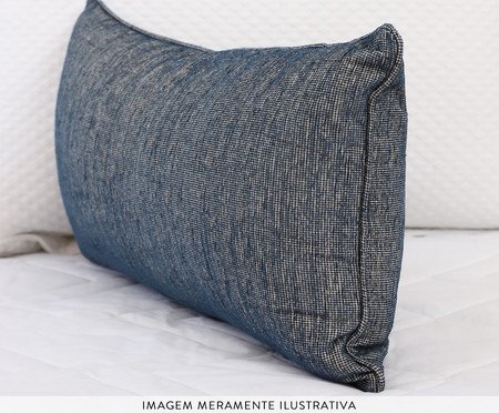 Almofada em Linho com Vivo Elemori - Azul Marinho | Westwing