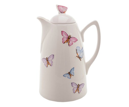 Garrafa Térmica em Porcelana Borboletas, Branco | WestwingNow