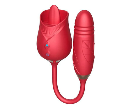 Vibrador Clitoriano e Vai e Vem Língua Daisy - Vermelho