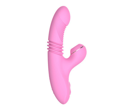 Sugador e Vibrador Rabbit Vai e Vem Lucky Rosa - 21cm | WestwingNow