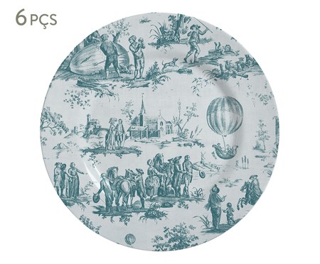 Jogo de Pratos Rasos Toile de Jouy - Verde