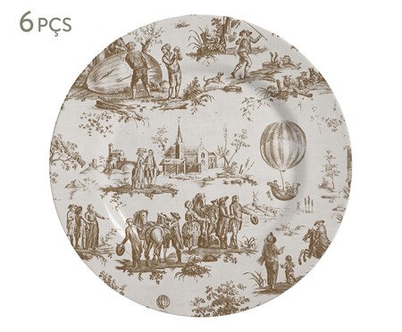 Jogo de Pratos Rasos Toile de Jouy - Bege