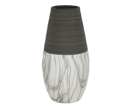 Vaso em Cerâmica Marmorizada Ender - Cinza e Branco | Westwing