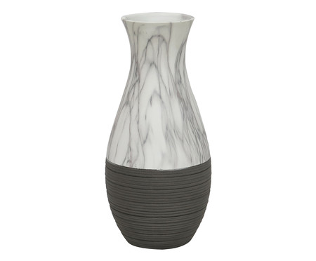 Vaso em Cerâmica Bolu - Cinza e Branco