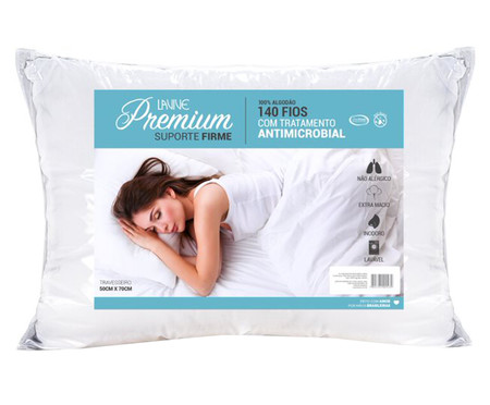Travesseiro de Algodão Premium Firme - Branco