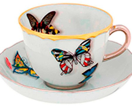 Xícara para Café com Pires em Porcelana Butterfly Parade | WestwingNow