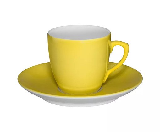 Xícara para Café com Pires em Porcelana Colours - Amarela, Amarela | WestwingNow
