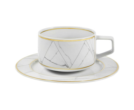 Xícara para Chá com Pires em Porcelana Carrara