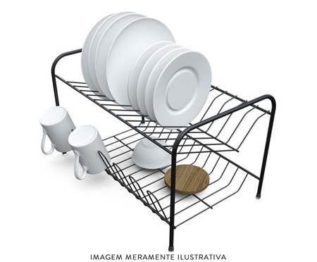 Escorredor Duplo com Porta-Copos Preto | Westwing