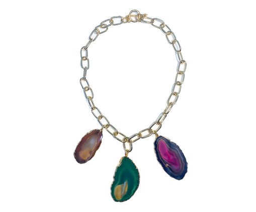 Colar Dunas Trio Agatas Dourado - 50, Dourado | WestwingNow